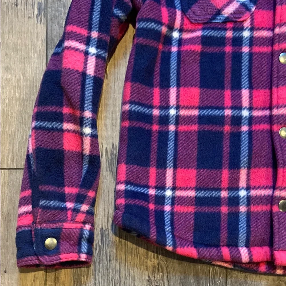 Weatherproof Vintage Girls Flannel Plaid Jacket Coat Fleece Blue Pink Sz 10/12 M